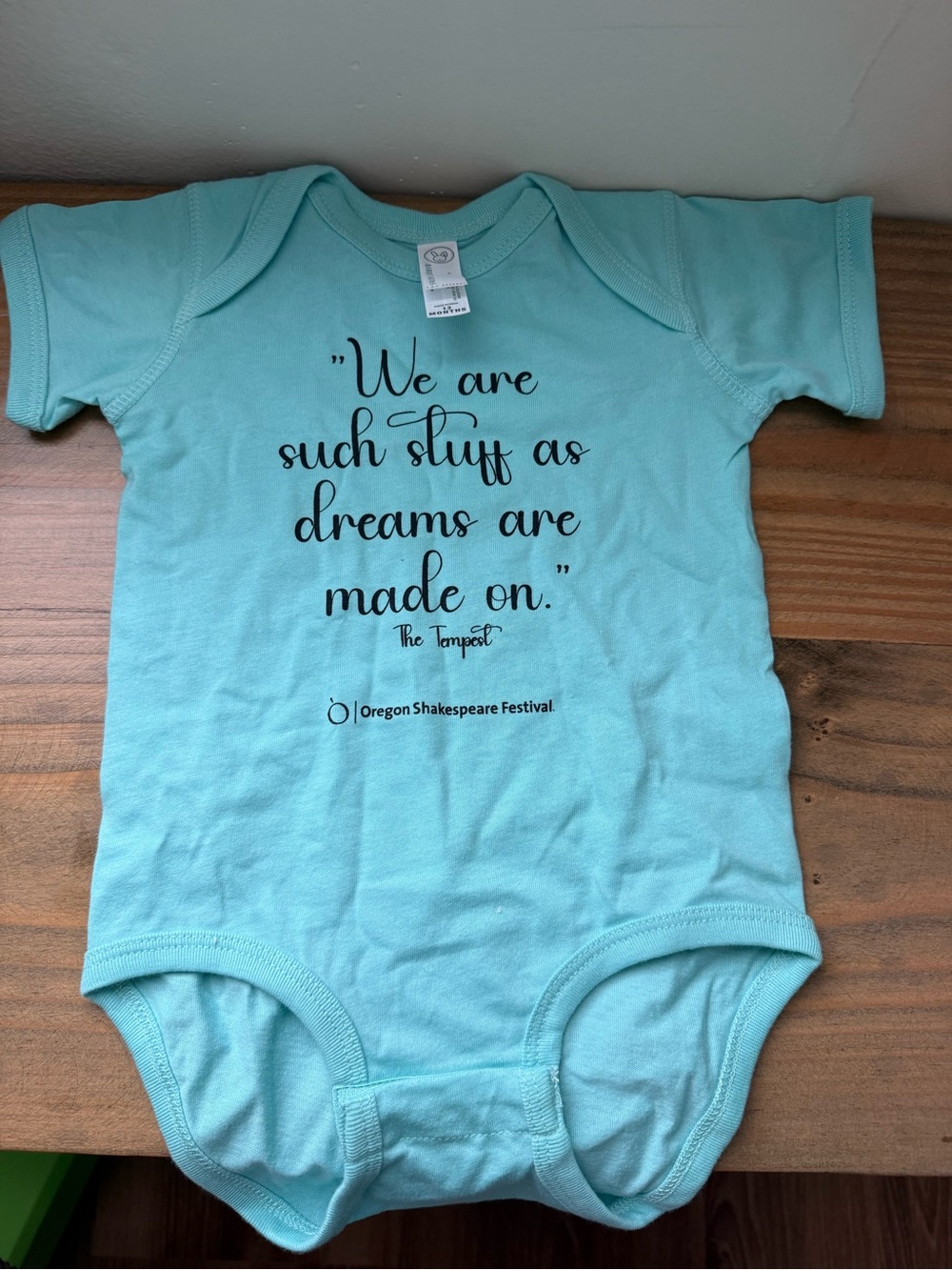 Rabbit Skins Aqua One-Piece Bodysuit with Literary Quote